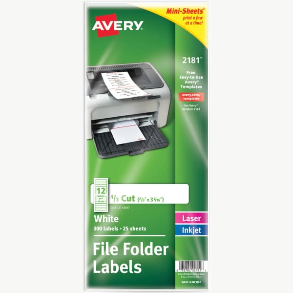 Mini-Sheets File Folder Labels, 2/3" x 3-7/16"